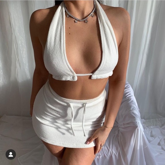 437 White Towel Terry Cloth Ellie Skirt - Picture 3 of 8